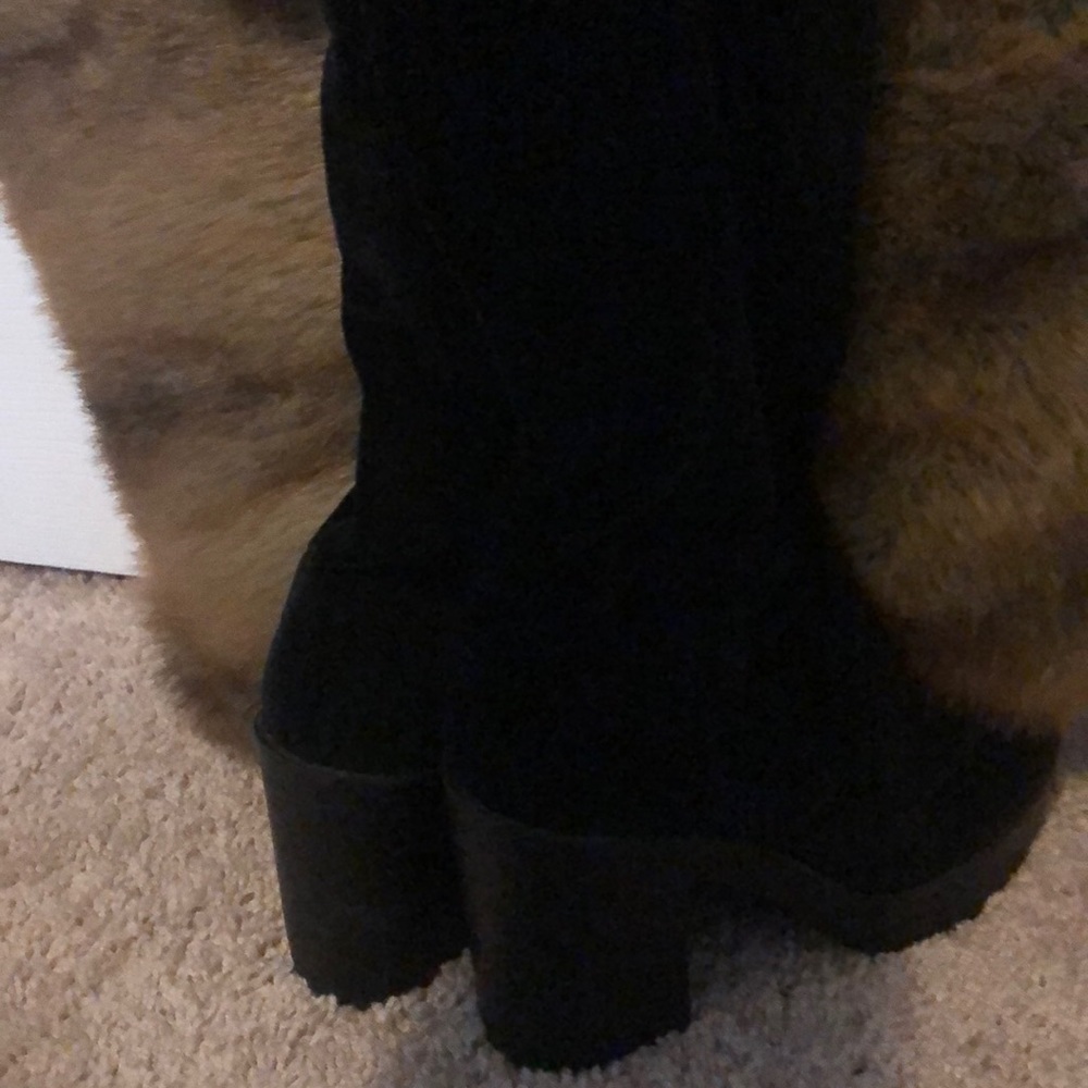 Platform Black Velvet over the knees boot
